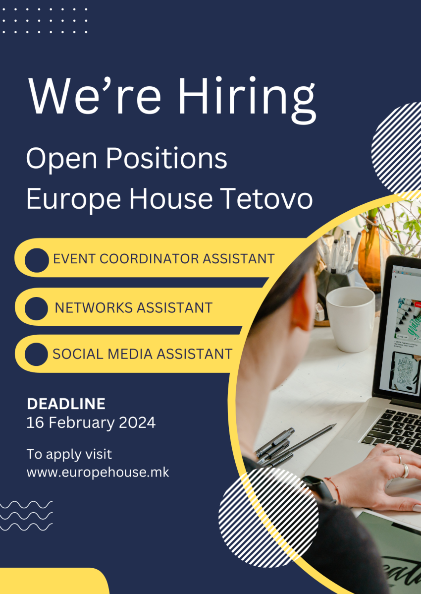 Job vacancies at Europe House Tetovo